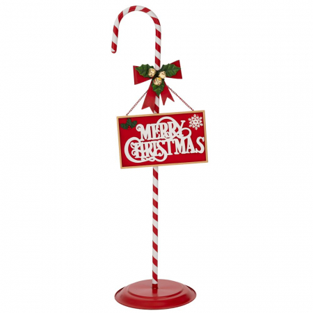 Candy Christmas - Decoratiune metalica Acadea cu funda, 30x3x100, rosu  - BraziPremium.ro