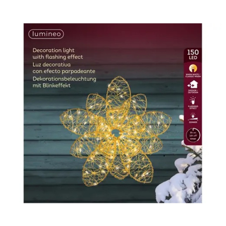 Decoratiune exterior Craciun Floare, lumina calda, 150 LED, 28x9 cm, IP44 - BraziPremium By OLLMA [3]