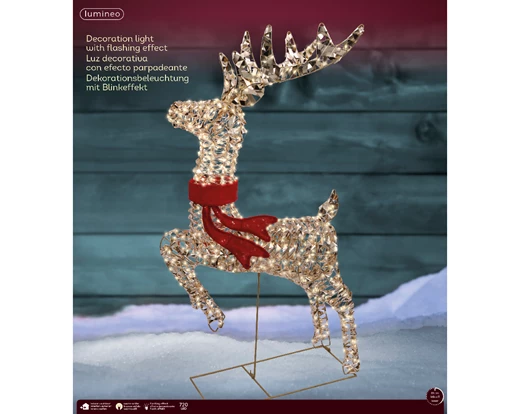 Decoratiune exterior Craciun model Ren cu fular, lumina calda, 720 LED, 57x18x100 cm,  IP44  - BraziPremium.ro [2]