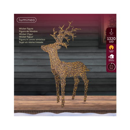 Decoratiune exterior Craciun model Ren din rachita, 1320 LED, 38x107x180 cm, IP44 - BraziPremium By OLLMA [2]