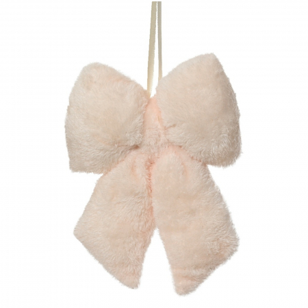 Ornamente pentru brad - Decoratiune funda pentru brad din blana artificiala, 7x21x30 cm, roz - BraziPremium By OLLMA