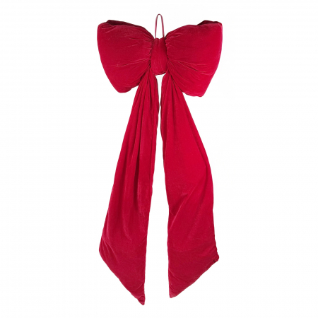 Fundite pentru brad - Decoratiune funda pentru brad din catifea, 155 cm, rosu - BraziPremium.ro