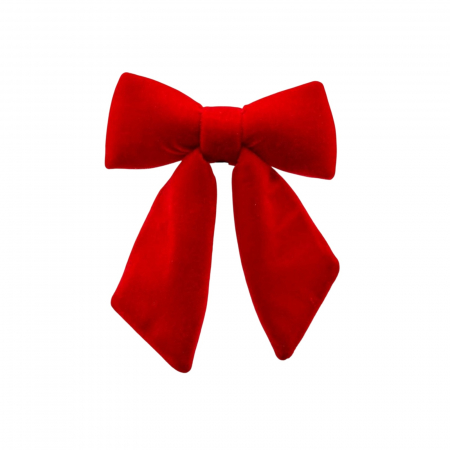Fundite pentru brad - Decoratiune funda pentru brad din catifea, 25x21 cm, rosu - BraziPremium.ro