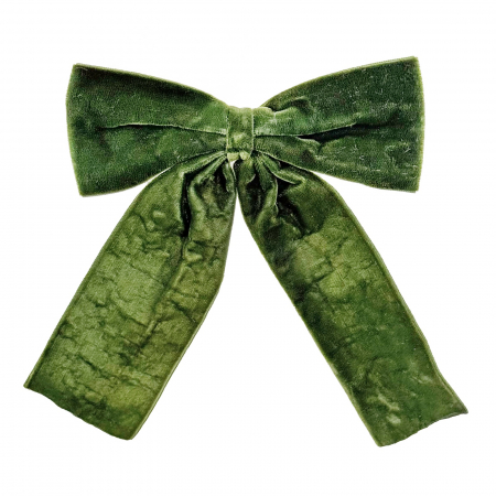 Fundite pentru brad - Decoratiune funda pentru brad din catifea cu prindere clips, 13 cm, verde - BraziPremium.ro