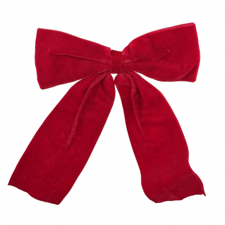 Fundite pentru brad - Decoratiune funda pentru brad din catifea cu prindere clips, 13 cm, rosu - BraziPremium.ro