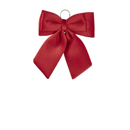 Ornamente pentru brad - Decoratiune funda pentru brad din catifea cu sclipici, 40x30 cm, rosu - BraziPremium By OLLMA
