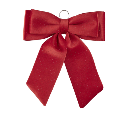 Ornamente pentru brad - Decoratiune funda pentru brad din catifea cu sclipici, 60x50 cm, rosu - BraziPremium By OLLMA