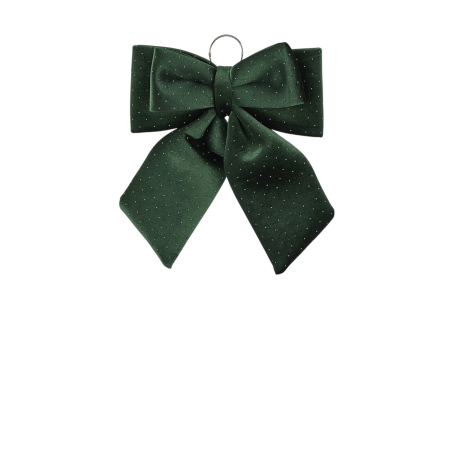 Ornamente pentru brad - Decoratiune funda pentru brad din catifea cu sclipici, 40x30 cm, verde - BraziPremium By OLLMA