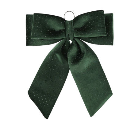 Ornamente pentru brad - Decoratiune funda pentru brad din catifea cu sclipici, 60x50 cm, verde - BraziPremium By OLLMA