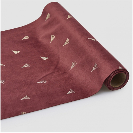 Decoratiune masa de Craciun traversa cu braduti, 35x200 cm, visiniu - BraziPremium By OLLMA [1]