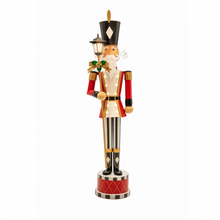 Candy Christmas - Decoratiune metalica Craciun Spargatorul de nuci cu felinar si lumini, 165 cm, rosu  - BraziPremium.ro