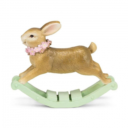 Decoratiuni Pasti - Decoratiune Paste model Iepuras pe balansoar, 16 cm, auriu - BraziPremium.ro