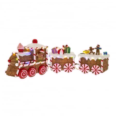 COLECTII CRACIUN 2025 - Decoratiune Craciun model Tren din turta dulce cu lumini, 47x10x15 cm, multicolor - BraziPremium.ro