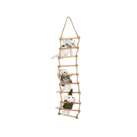 Decoratiune suspendata Craciun Soricei pe scara cu fular, 3x7.5x35 cm, multicolor - BraziPremium By OLLMA