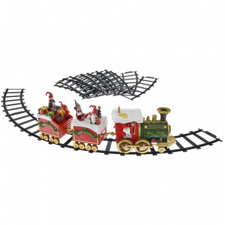 Cadouri Craciun - Decoratiune Tren Animat de Craciun cu sine si sunete, diametru 136 cm