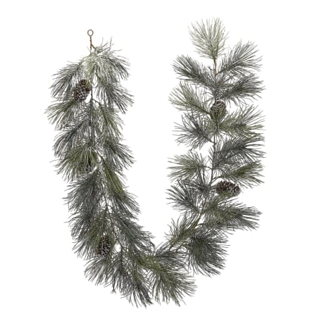 Classic Romance - Ghirlanda artificiala Craciun cu zapada si conuri de pin, 183 cm, verde - BraziPremium By OLLMA