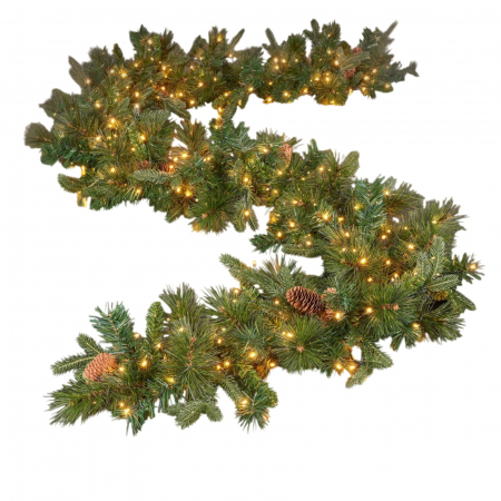Ghirlanda artificiala Craciun Pine cu leduri si conuri, 270 cm - BraziPremium.ro