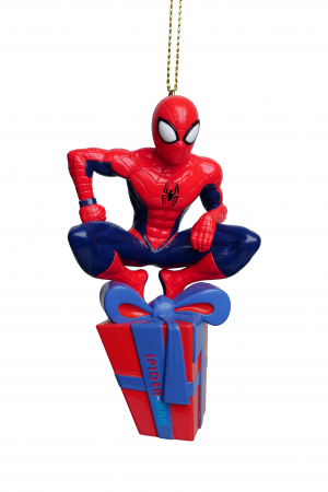 Disney Magic Christmas - Ornament brad 3D Spiderman cu cadou, Marvel, 13 cm, rosu  - BraziPremium.ro