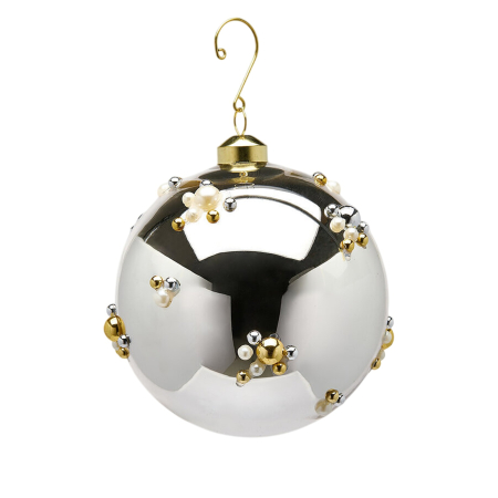 Glob brad Craciun Bubble Ball, 12 cm, argintiu - BraziPremium By OLLMA