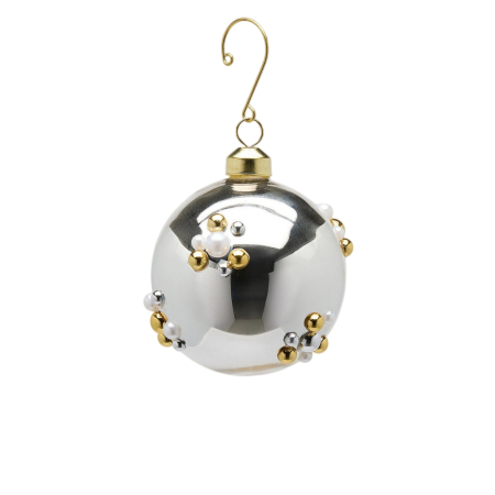 Glob brad Craciun Bubble Ball, 8 cm, argintiu - BraziPremium By OLLMA