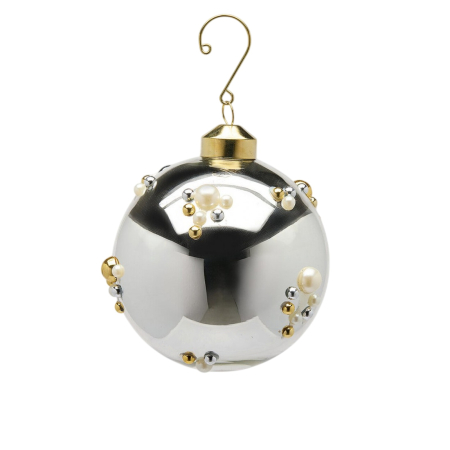 Glob brad Craciun Bubble Ball, 10 cm, argintiu - BraziPremium By OLLMA
