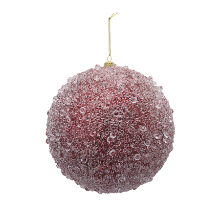 Classic Romance - Glob brad Craciun cu aspect inghetat, 12 cm, visiniu - BraziPremium By OLLMA
