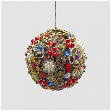 Glob brad Craciun cu perle si pietre, 10 cm, multicolor - BraziPremium.ro [1]