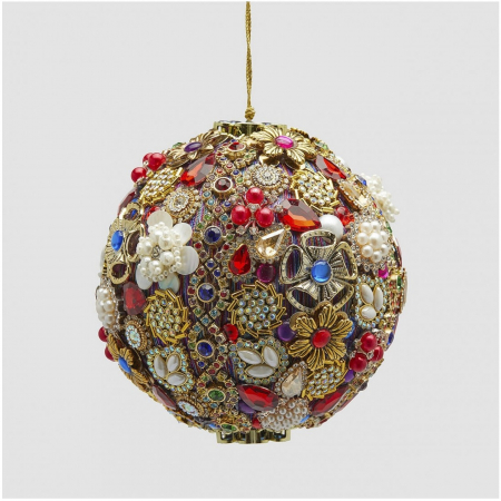 Glob brad Craciun cu perle si pietre, 12 cm, multicolor - BraziPremium.ro [1]