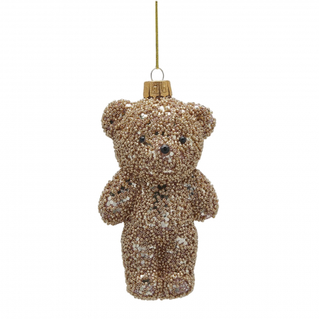 Figurine si decoratiuni pentru brad - Glob brad Craciun model Ursulet, 14 cm, auriu - BraziPremium.ro