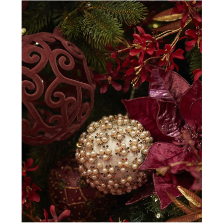 Glob brad Craciun Elizabeth cu perle, 8 cm, alb - BraziPremium By OLLMA [2]