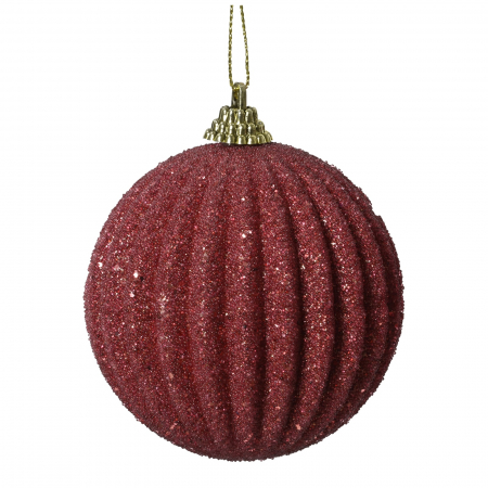 Glob brad Craciun Glitter, 8 cm, spuma, visiniu - BraziPremium.ro