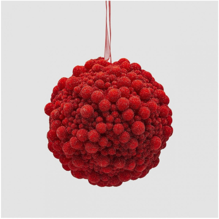 Glob brad Craciun Glitter Bubble, 12 cm, rosu - BraziPremium By OLLMA [1]