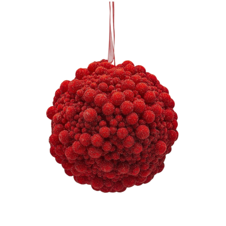 Glob brad Craciun Glitter Bubble, 12 cm, rosu - BraziPremium By OLLMA