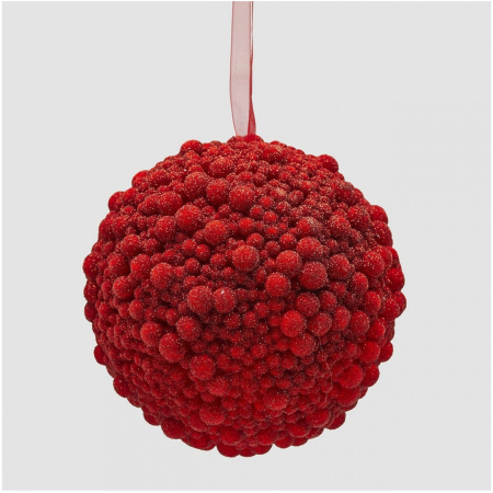 Glob brad Craciun Glitter Bubble, 13 cm, rosu - BraziPremium By OLLMA [1]