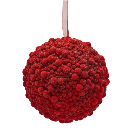 Glob brad Craciun Glitter Bubble, 13 cm, rosu - BraziPremium By OLLMA