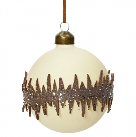 ORNAMENTE BRAD - Glob brad Craciun Glitter Shape, 8 cm, sticla, alb - BraziPremium.ro