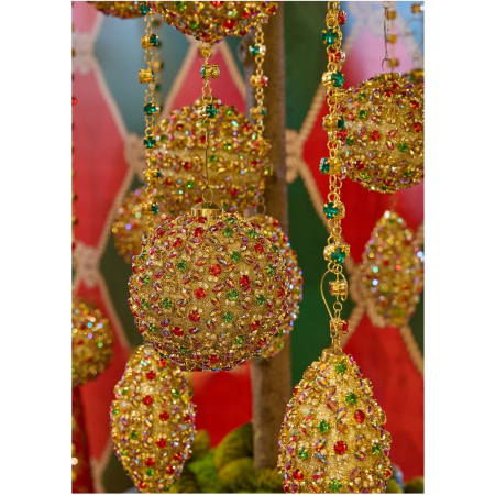Glob brad Craciun Godiva cu cristale, model sfera, 8 cm, multicolor - BraziPremium By OLLMA [6]