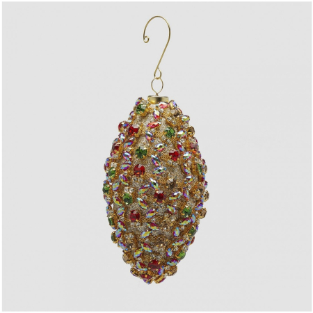 Glob brad Craciun Godiva cu cristale, model lacrima, 8 cm, multicolor - BraziPremium By OLLMA [1]