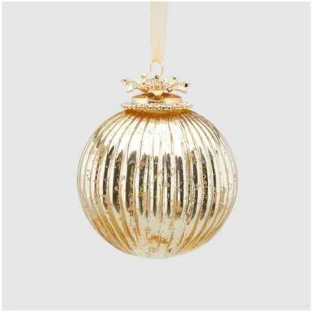 Glob brad Craciun Jewel Stripes, 10 cm, auriu - BraziPremium By OLLMA [1]