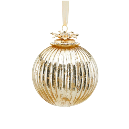 Classic Romance - Glob brad Craciun Jewel Stripes, 10 cm, auriu - BraziPremium By OLLMA