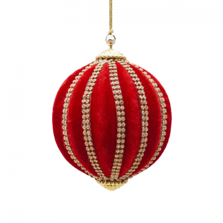 Glob brad Craciun catifelat cu pietre, 10 cm, rosu - BraziPremium.ro [0]