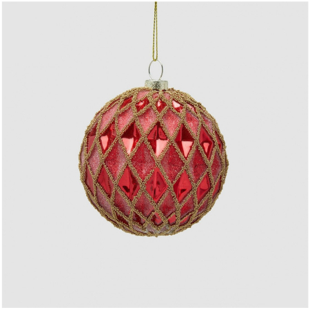 Glob brad Craciun Rhombus, 8 cm, rosu - BraziPremium By OLLMA [1]