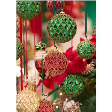 Glob brad Craciun Rhombus, 12 cm, verde - BraziPremium By OLLMA [3]