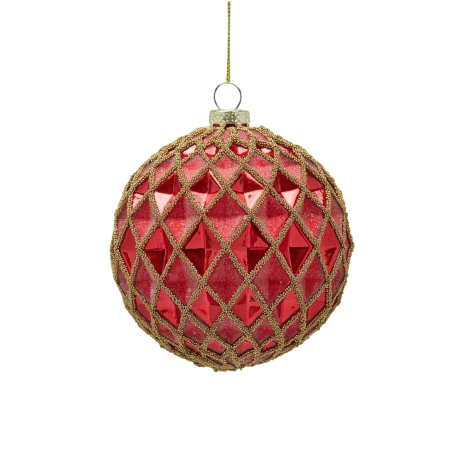 Classic Romance - Glob brad Craciun Rhombus, 10 cm, rosu - BraziPremium By OLLMA