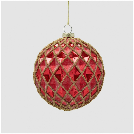 Glob brad Craciun Rhombus, 10 cm, rosu - BraziPremium By OLLMA [1]