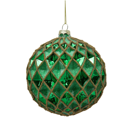 Classic Romance - Glob brad Craciun Rhombus, 12 cm, verde - BraziPremium By OLLMA