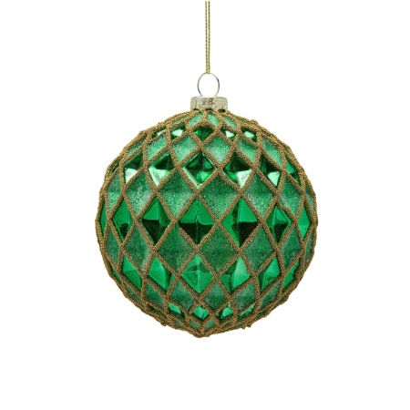Classic Romance - Glob brad Craciun Rhombus, 10 cm, verde - BraziPremium By OLLMA