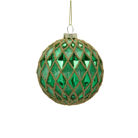 Classic Romance - Glob brad Craciun Rhombus, 8 cm, verde - BraziPremium By OLLMA