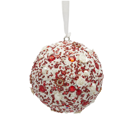 Glob brad Craciun Thousand Pearls, 10 cm, alb - BraziPremium By OLLMA