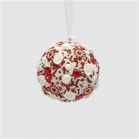 Glob brad Craciun Thousand Pearls, 7.5 cm, alb - BraziPremium By OLLMA [1]